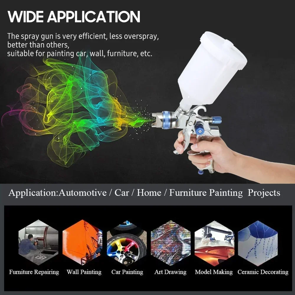 Spray Gun Airbrush Nasedal HVLP 600ml Cup 1.4Mm 1.7Mm 2.0Mm Gravity Airbrush nozzle needle for Painting Car Furniture Wall