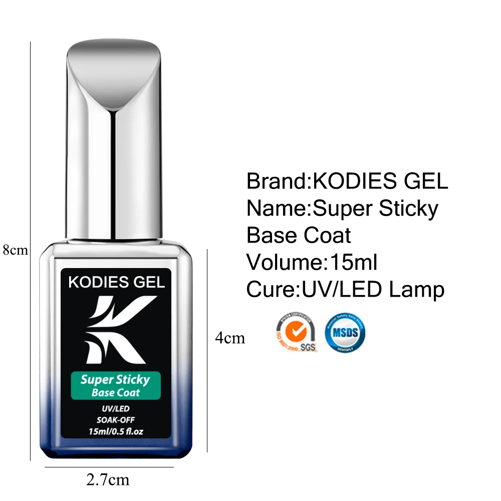 KODIES – vernis à ongles GEL UV Semi-Permanent, couche de Base plus épaisse, longue durée, 15ML