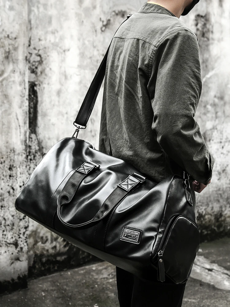 

Leather Travel Bag Men's Handheld Bapa Wet And Dry Separation Fitn Bag ort Trip Lage Bag Boarding Storage Bag