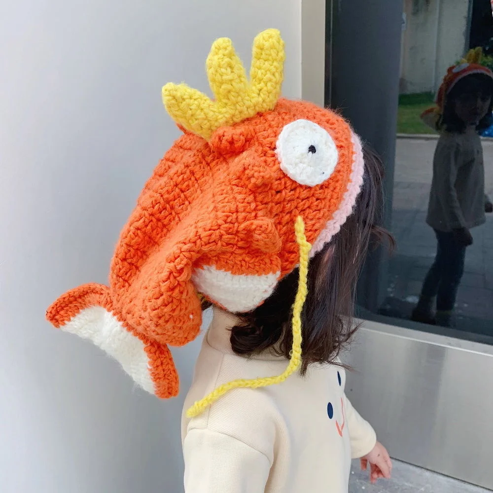 

BomHCS Funny Colour Goldfish Carp Beanie Handmade Knitted Winter Thick Hat Cap Halloween Christmas Gift