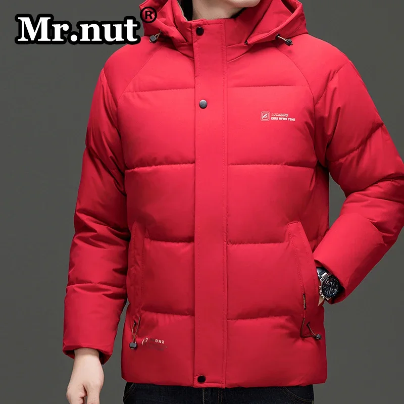 Nut inverno casaco acolchoado de algodão masculino windbreak espessamento jaquetas com capuz casaco esportivo térmico cor sólida manter jaqueta quente