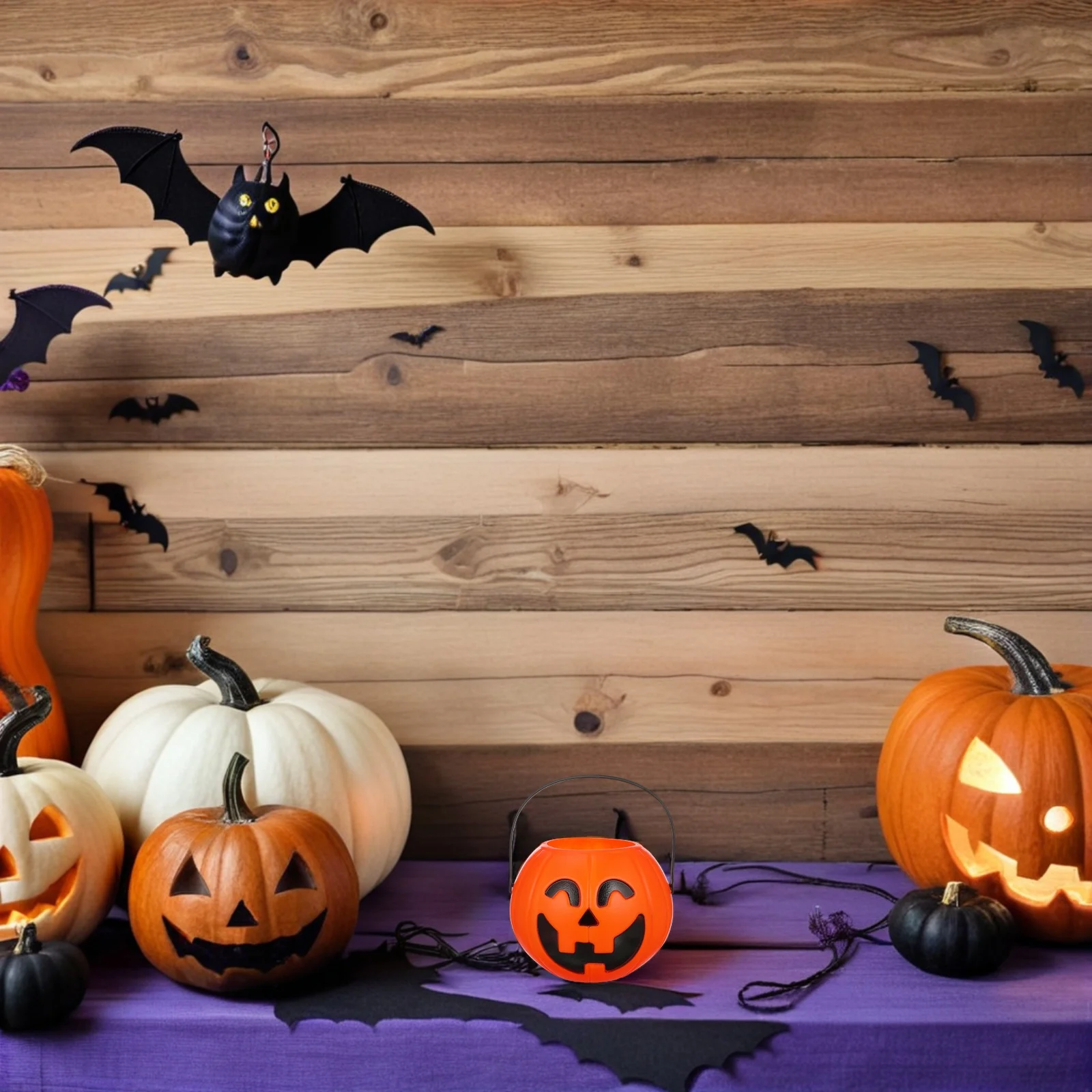 

Pumpkin Bucket Halloween Party Decoration Horror Jack O Lantern Buckets Vintage Fake Container for Home Kitchen Barware