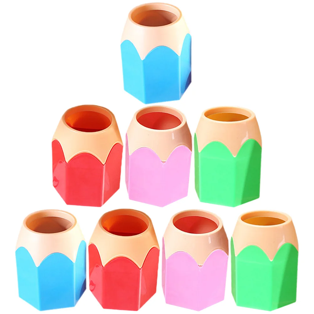 8 قطعة حامل قلم ملون منظم مكتب موزع أقلام رصاص كوب سطح المكتب لطيف لتخزين فرشاة المكياج المدرسية #6