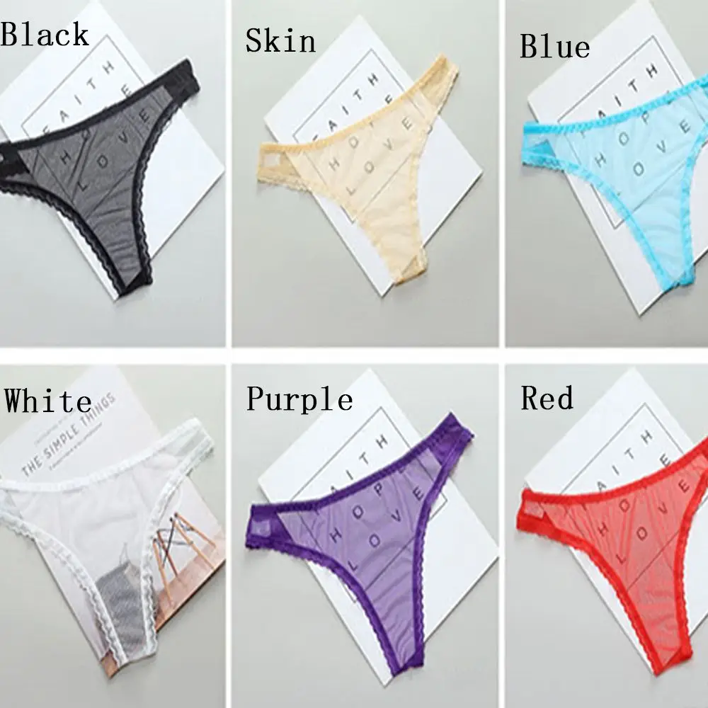 Gauze G String Panties Low-Waist Women Lingerie Transparent Knickers Female Perspective Thong Sheer Lace Underwear