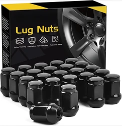 24 x M12x1.5 Lug Nuts - 3/4“ Hex 1.4” High Black Closed End Replacement Fits 2013-2024 Ford Ranger,2012-2024 Chevrolet S10 After