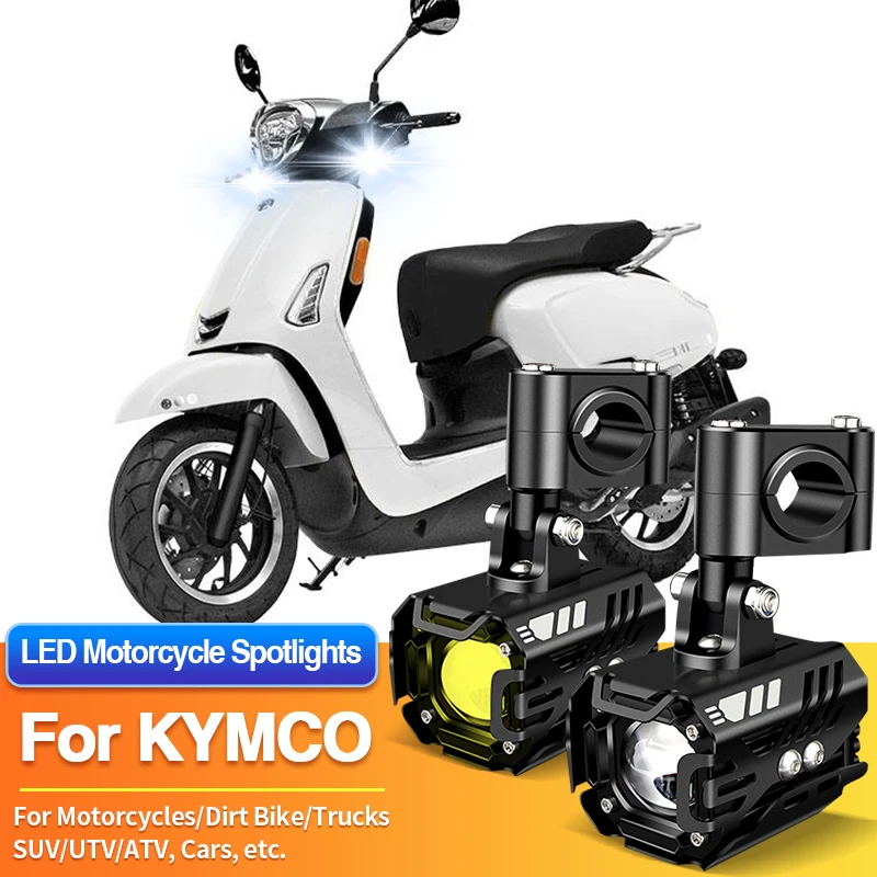 

1/2PCS Universal Motorcycles Headlight LED Fog Light Dual Color Spotlights 12V for KYMCO Like 150i ABS Noodoe/Like 200i/MXU 150X