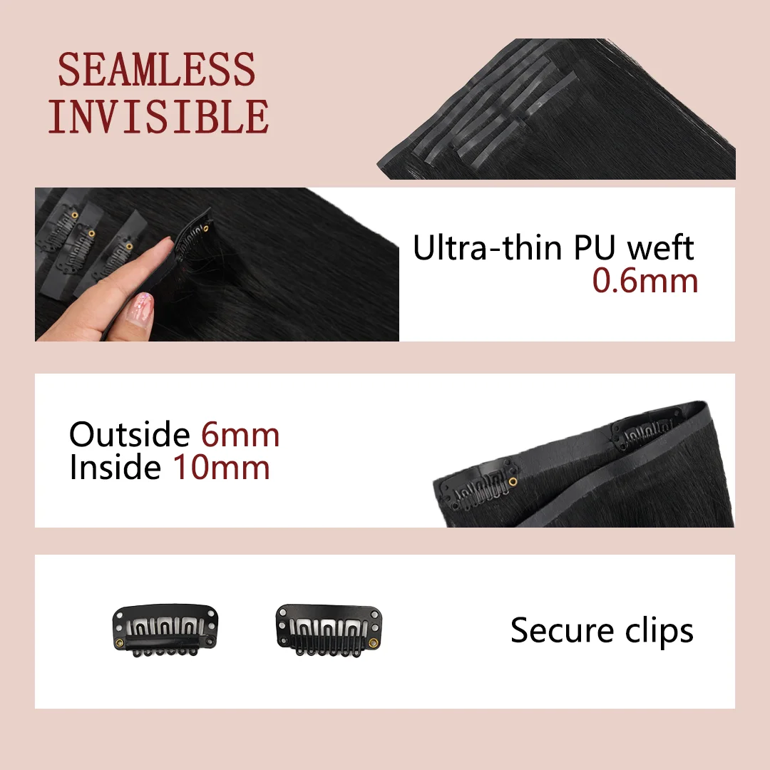 12A 푸 클립 인 헤어 익스텐션 버진 인모 100%  - Seamless Clip In Hair Extensions Human Hair 리뷰 및 가격