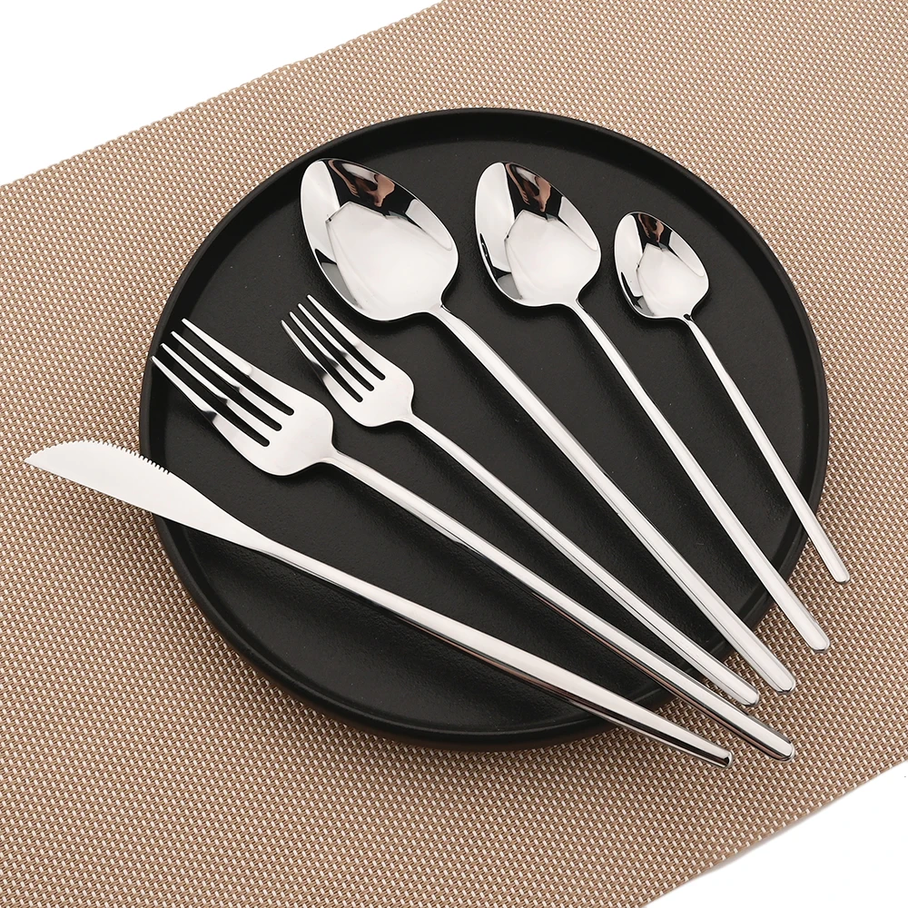 4/16/24/32Pcs Cutlery Set 304 Stainless Steel Flatware Set Fork Spoon Knife Dinner Set Silver Dinnerware Set Kitchen Silverware