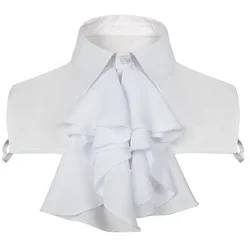 Women Men Detachable Ruffled Lace Jabot Vintage Victorian Fake Collar Exotic Cosplay False Neck Choker Clubwear Steampunk Collar