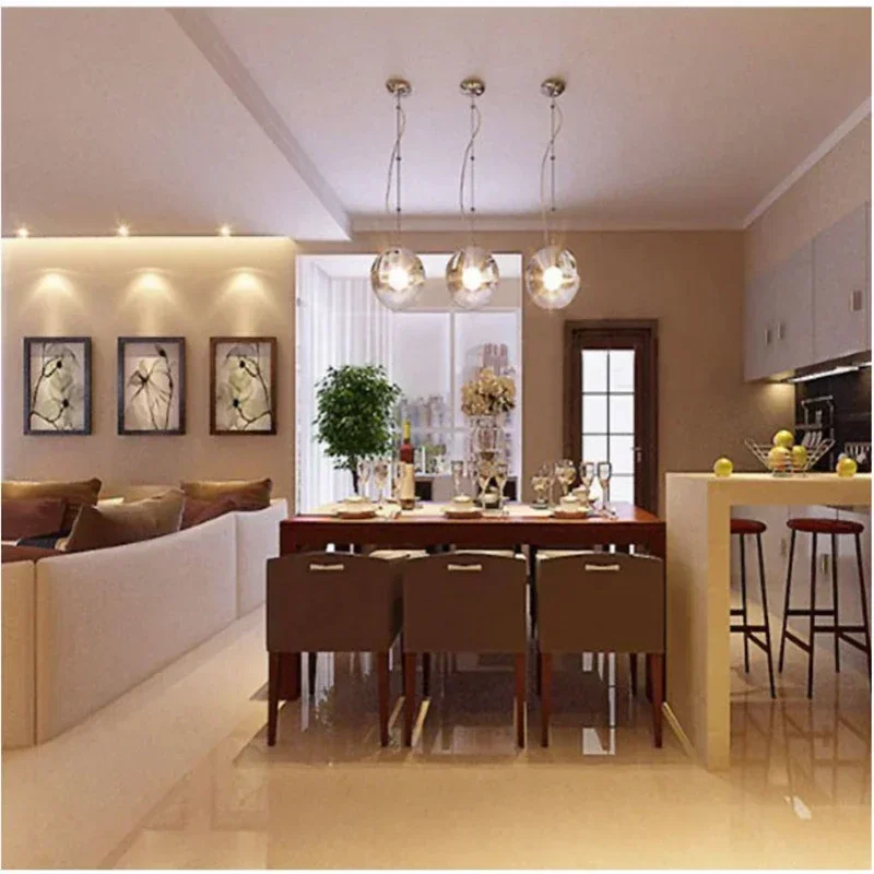 Modern 220V LED Glass Soap Bubble Pendant Light Circular Ceiling Lamp for Dining Living Room Coffee Bar Drop Lighting