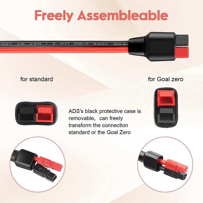 Waterproof Solar Connector to Anderson Charging Cable Compatible for ALLPOWERS Jackery Goal Zero etc. Portable Power Station.