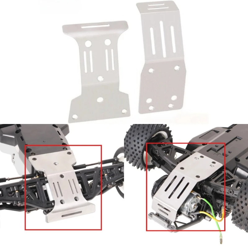 Placa protectora inferior de marco trasero delantero de Metal para 1/10 Tamiya RC vehículo todoterreno Fighter NXGEN DT04 58741 piezas de bricolaje