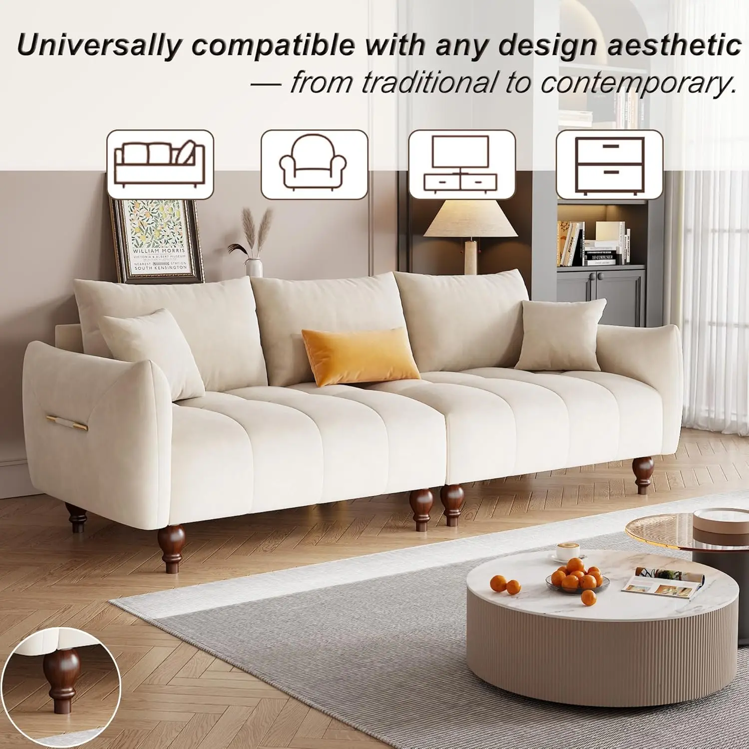 مجموعة أرجل أثاث خشبية مقاس 6 بوصات مكونة من 4 أرجل بديلة من الخشب المطاطي الصلب للأريكة والأريكة والطاولة والسرير والمقعد - خشبي لذلك #6