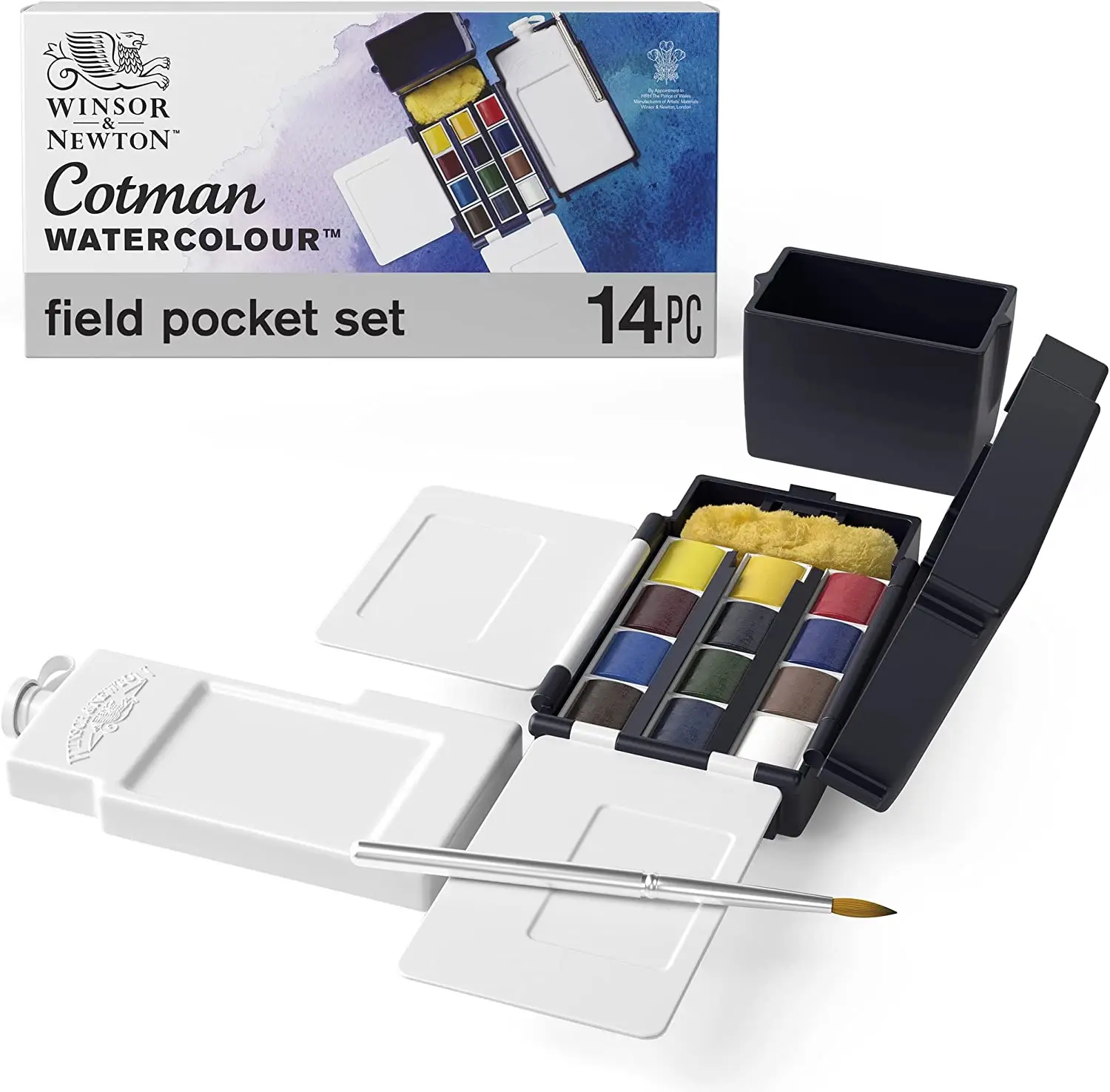 Winsor & Newton Cotman художественный акварельный рисунок Карманный Набор для путешествий 12 цветов половина кастрюль для улицы Акварельная живопись