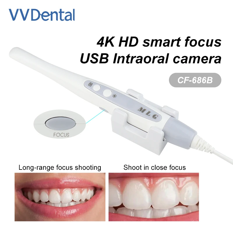 VVDental Intraoral Camera 4K HD 1/2.8 CMOS with 8 LED USB Tooth Endoscope Automatic Focusing Oral Examination Camera For PC