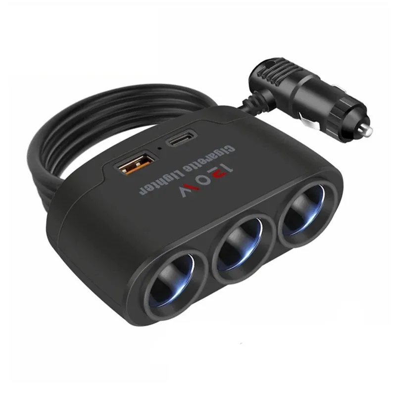 120W PD USB Socket Car Cigarette Lighter Splitter 12V 24V Fast Charger Plug Phone Power Adapter for Car DVR GPS Dashcam