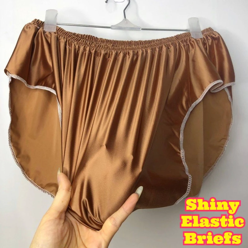 New Shiny Glossy Smooth Comfort High Elastic Loose Triangle Briefs Soft Underwear Shorts For Daily Home Rest Wear