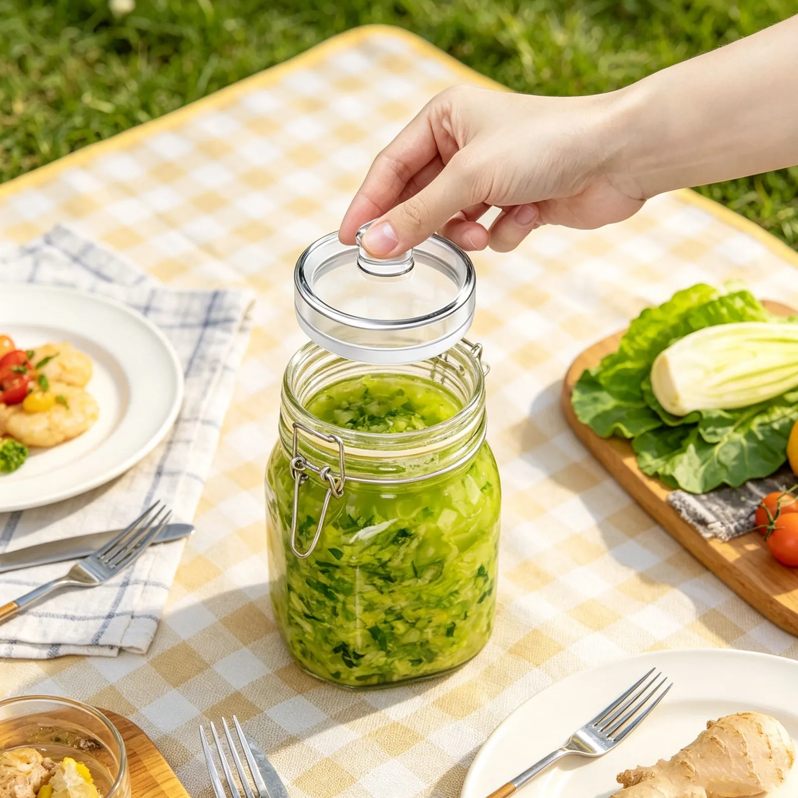 2Pcs Jar Fermentation Weights Glass Wide Mouth Jar Weights Easy Grip Handle Airtight Pickling Kimchi Sauerkraut Fermenting