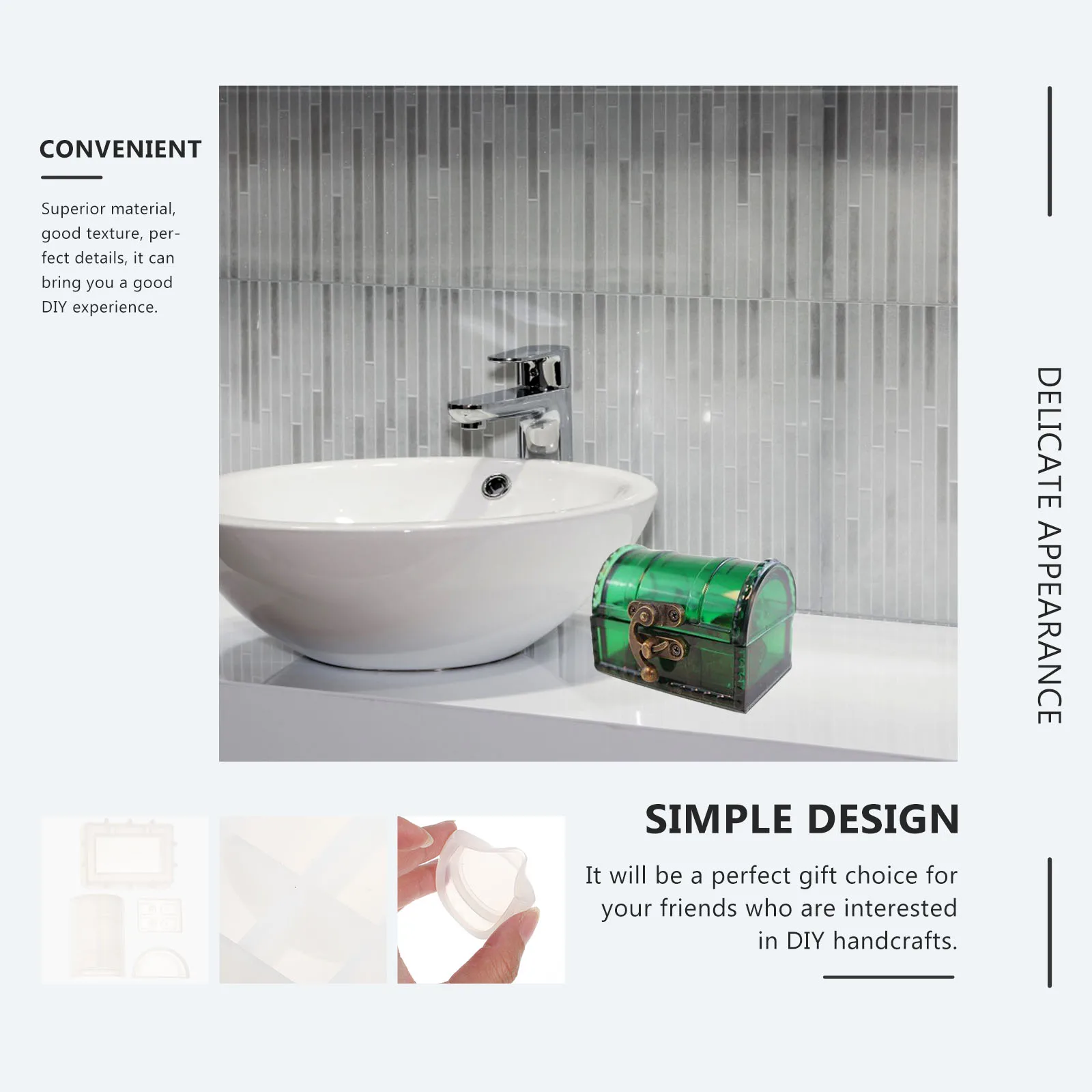 

1 set 1 Set Treasure Chest Diy Silicone Mold Treasure Chest Shape Silicone Mold Reusable Epoxy Casting Jewelry Box Candy Storage