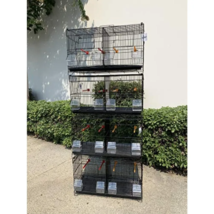 Lote de 4 jaulas apilables para pájaros de cría para pájaros pequeños Canary Finch, color negro