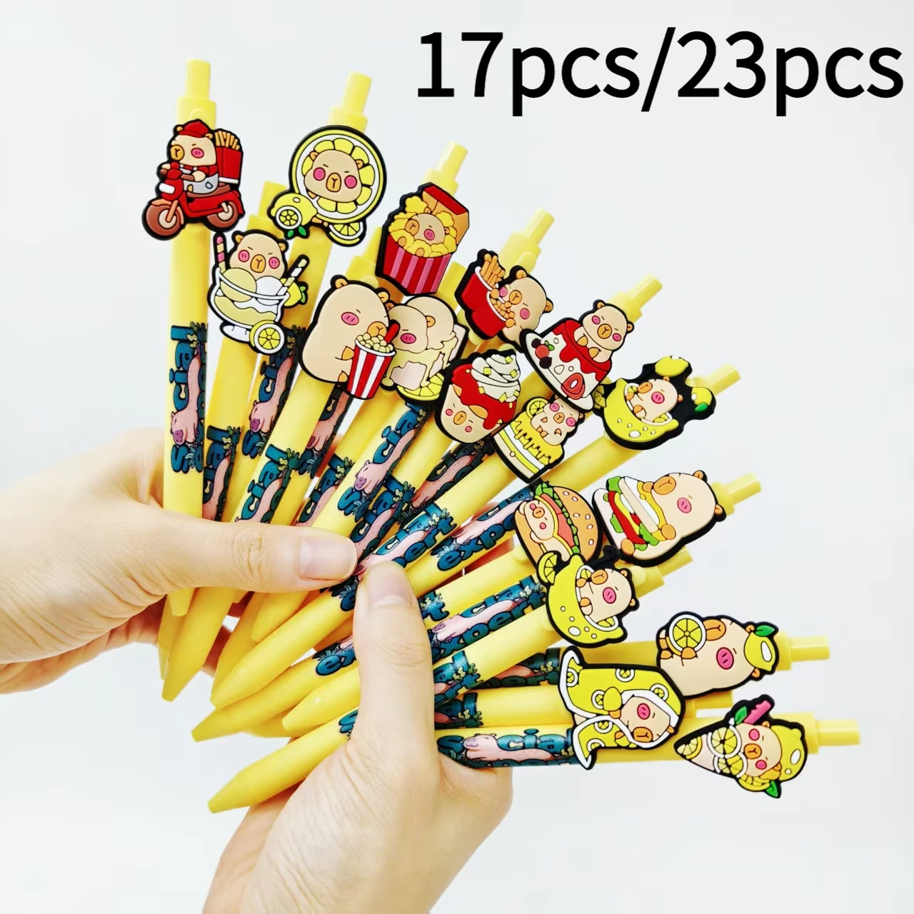 

17 шт./23 шт., гелевая ручка с принтом Capibala, желтая милая гелевая ручка с принтом домашних животных, подарочная ручка-пресс, шариковая ручка