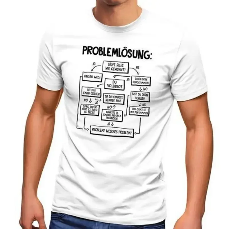Mens T-Shirt with Saying Work Job Problem Solving Graphic Print Fun Shirt