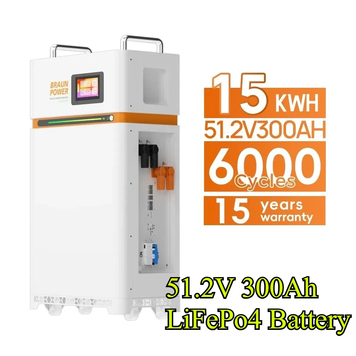 

Solar Energy 15kWh Home Energy Storage Battery Easy-to-Move 51.2V 300Ah LiFePo4