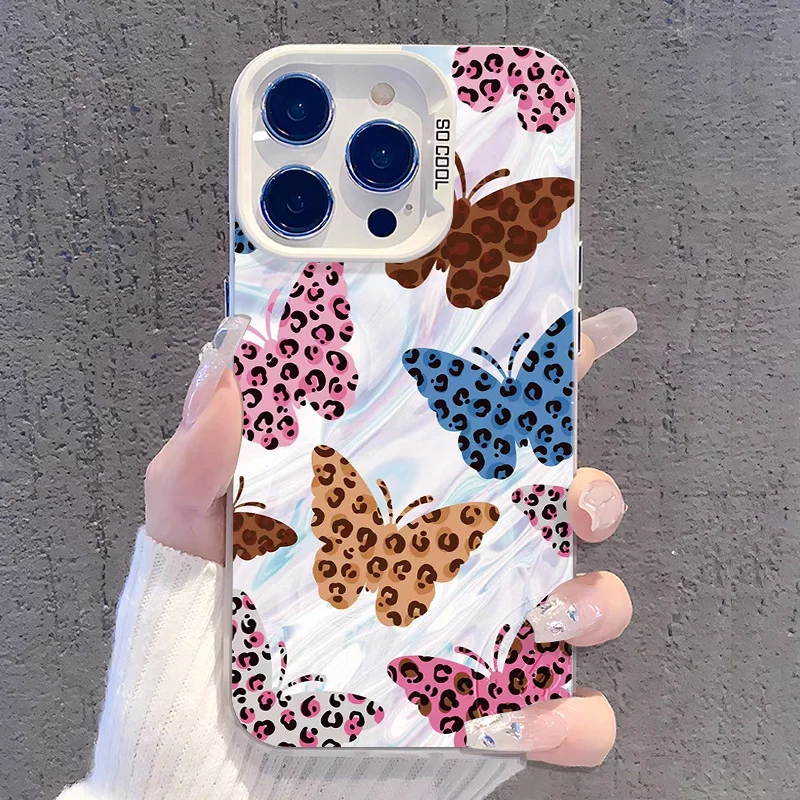 Personalized Creative Leopard Print Butterfly Mobile Phone Case for Iphone 15 14 Promar 13 12 11 Pro 7 8 Plus XR XS MAX cover