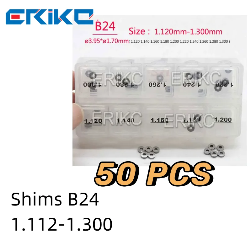 

ERIKC 50 PCS Adjusting Shims B24 1.12mm-1.30mm Common Rail Injector Gasket Washer