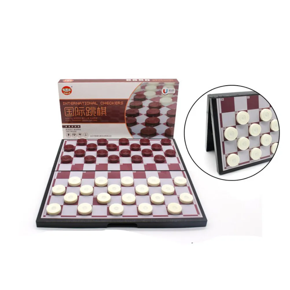 

Foldable International Draughts Set Chess Checkers Board For Adults Durable Plastic Lightweight Easy