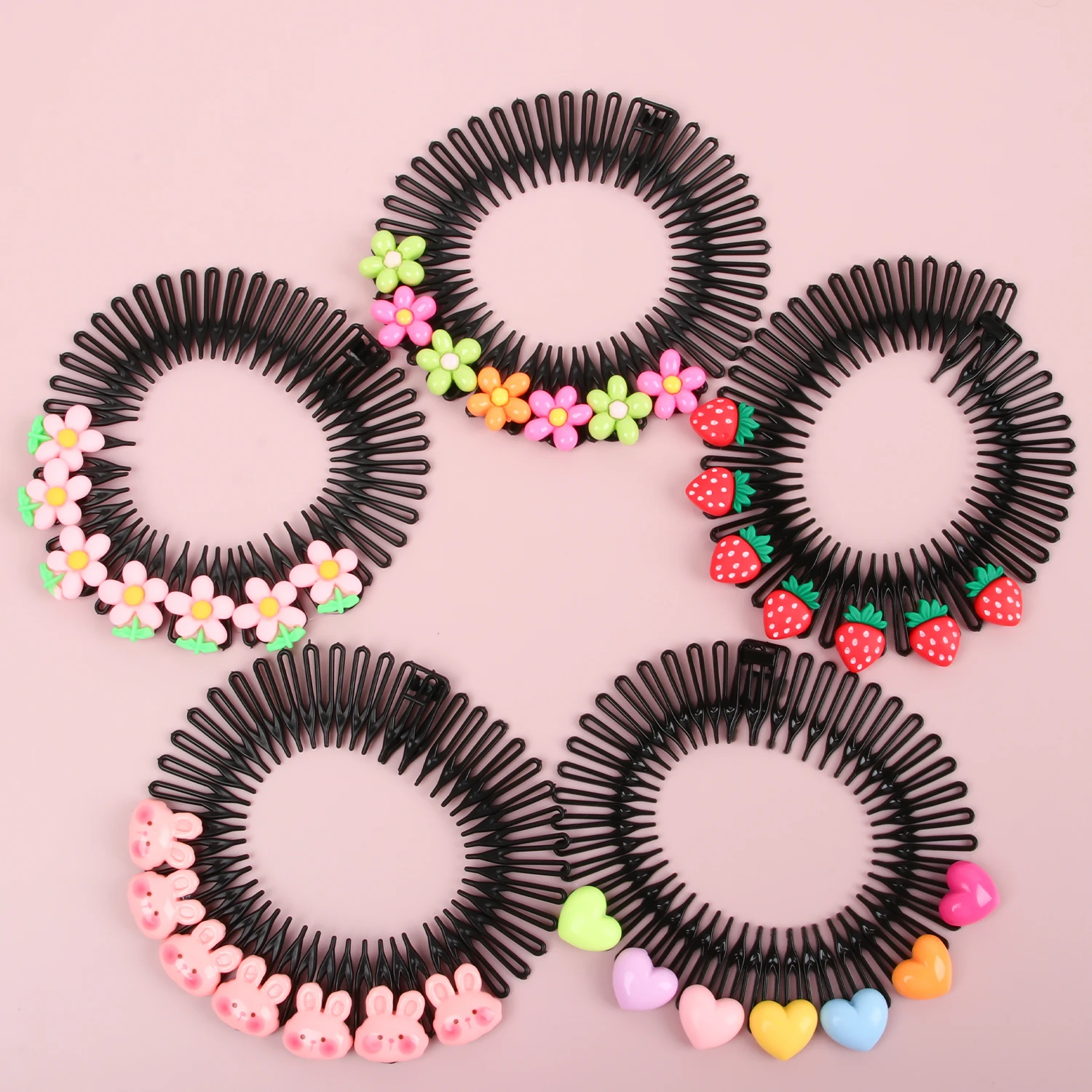 Girls Invisible Broken Hair Clip Flower Hairpin Black Acrylic Curve Needle Hair Comb Headwear for Girls Styling Hair Accessories