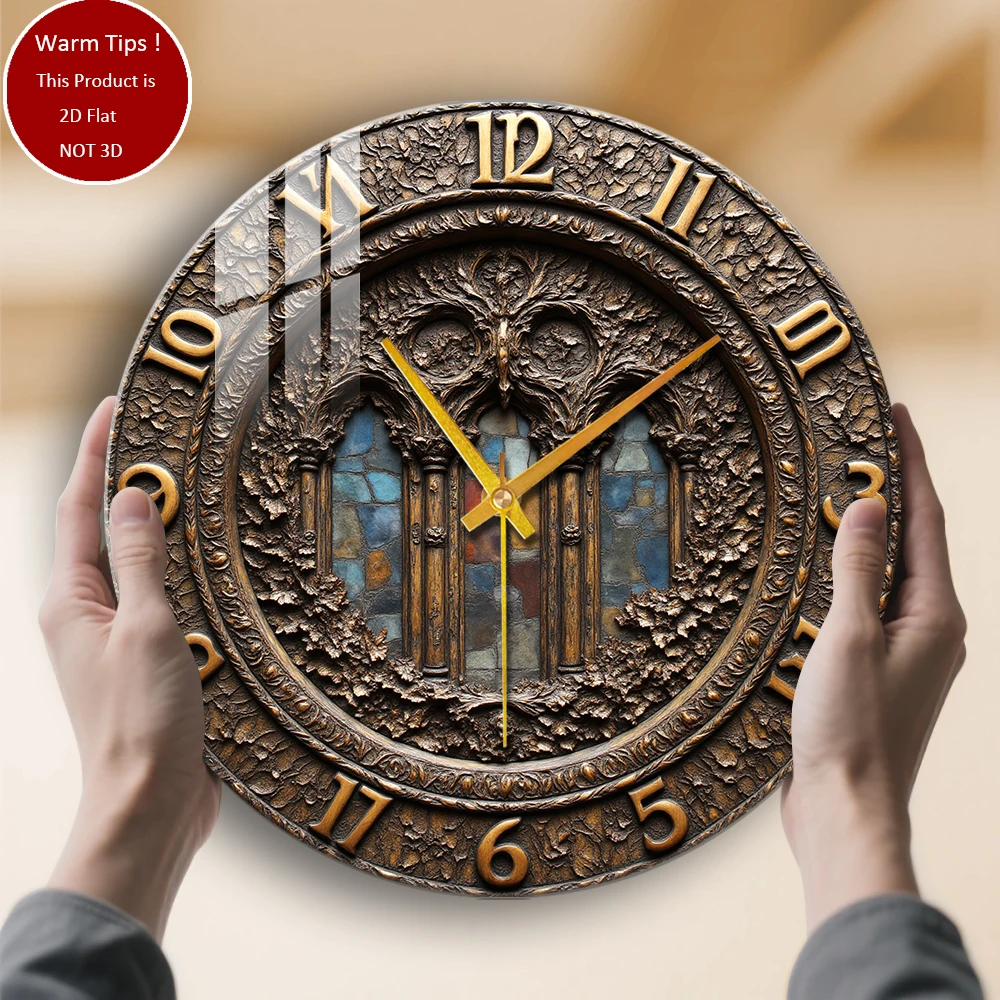 

Настенные часы из закаленного стекла, витражные готические часы, подходящие для декора стен или настольного дисплея в любом месте