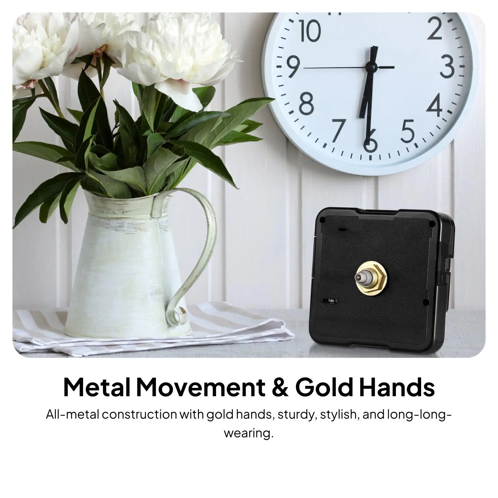 12888SMO Black Plastic Quartz Wall Clock Movement Mechanism Module Repair DIY Battery Powered view 4