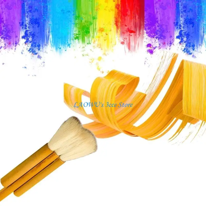 

Y8AD Flat Hake Brush Sheep Hair Brush for Cleaning Ceramic Painting Drawing Drafting