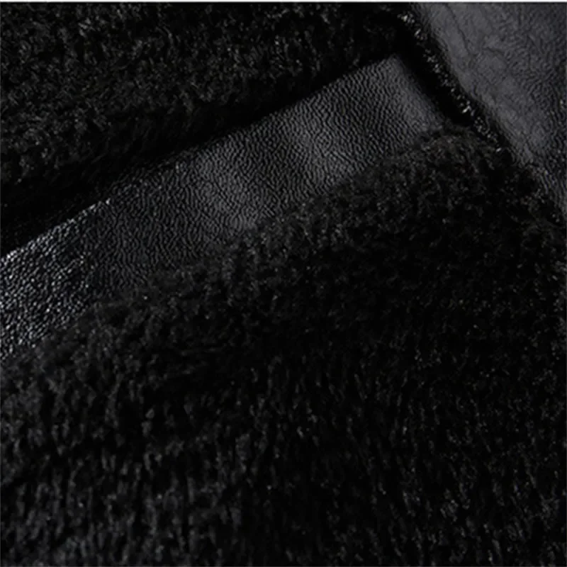 Men's Leather Jacket Men's Winter Fleece Men's Stand Collar Biker Casual Windproof Slim Fit Jacket Fleece Leather Jacket