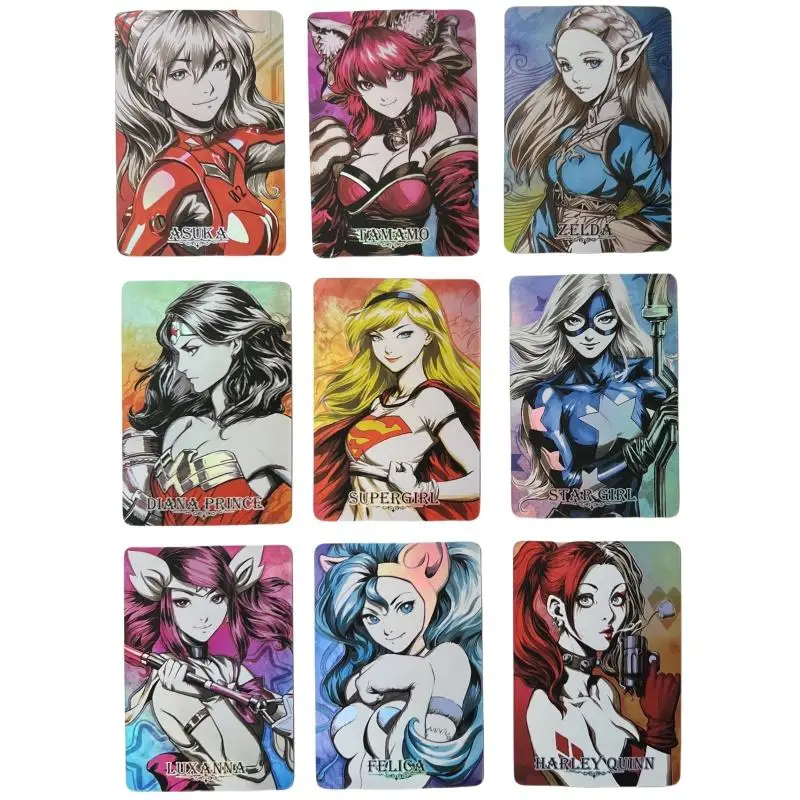 Anime Girl Flash Card Asuka benda Soryu Nami Wonder Woman Op05 serie di colori fai da te 54 fogli Action Toy Figure Game Collection