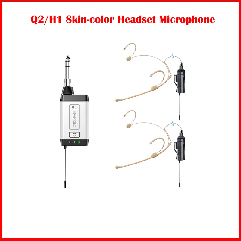 ACEMIC Q2/H1 Skin-color Headset Microphone System Suitable For Church Home School Hotel Live Broadcasts Karaoke Performances