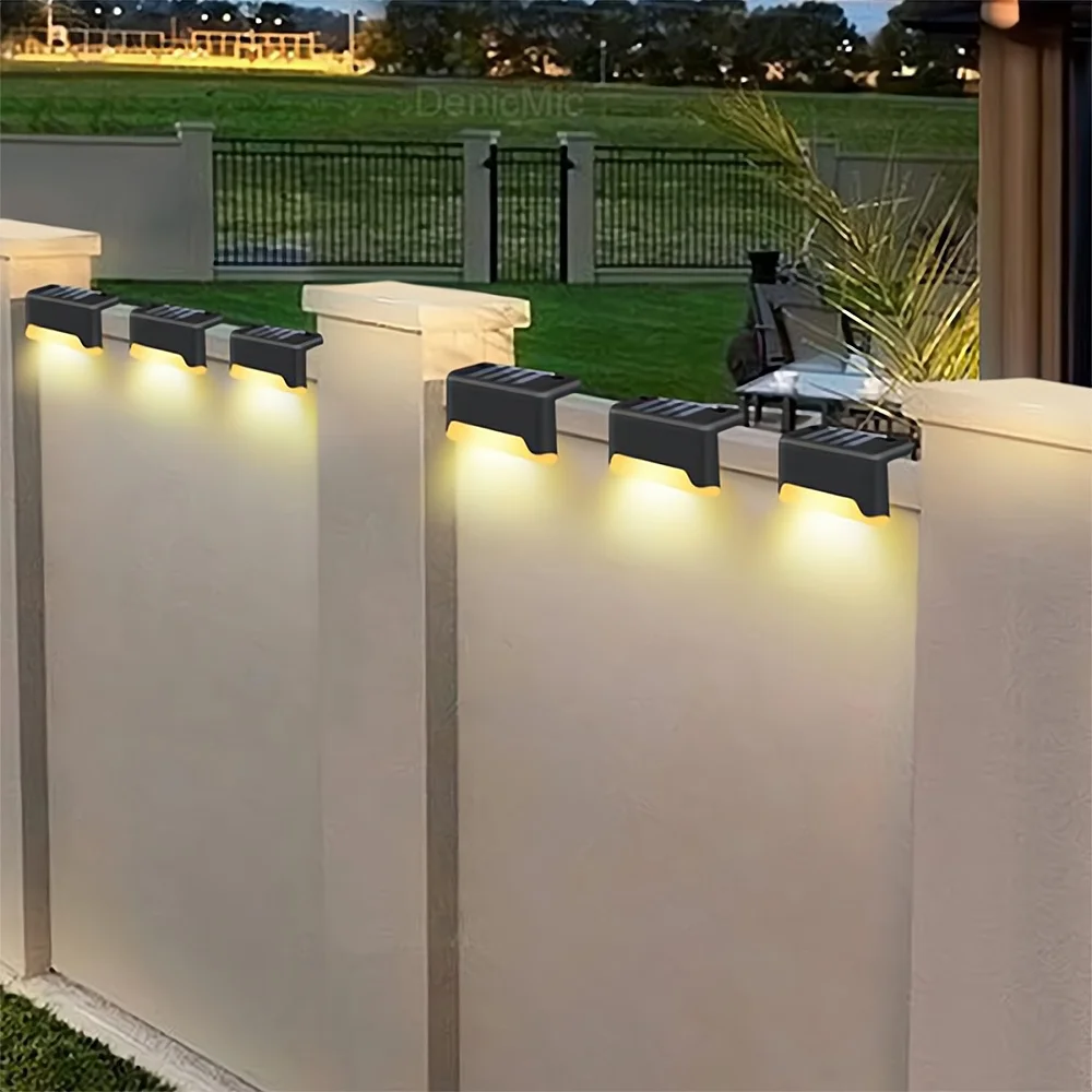 Imagem -04 - Solar Led Stair Lights para Jardim ao ar Livre Indução Branca Quente Impermeável Decoração Lâmpadas Parede Villa Cerca Atmosfera de Natal