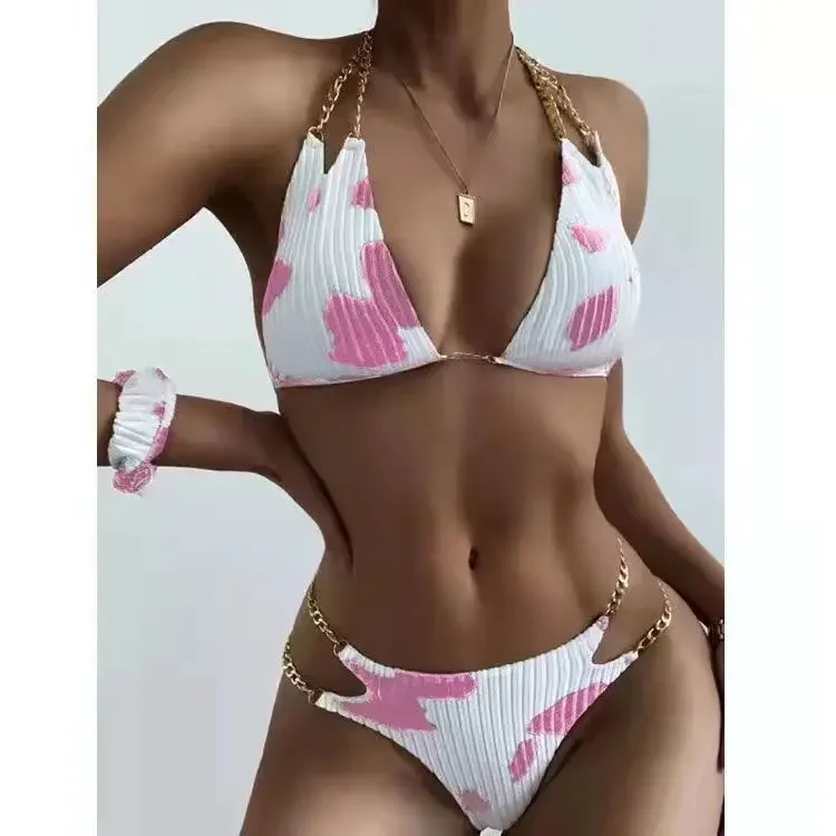 2025 nuovo costume da bagno bikini sexy con collo sottile bikini