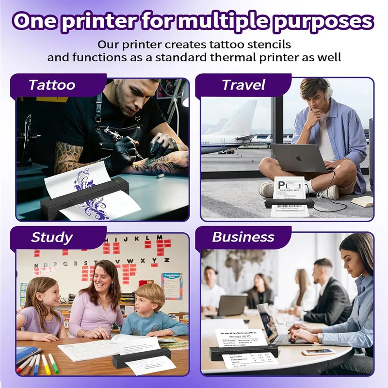 Picture 7: Portable Tattoo Printer Bluetooth Tattoo Stencil Printer HD Document A4 Thermal Printer Compatible with Android iPhone PC