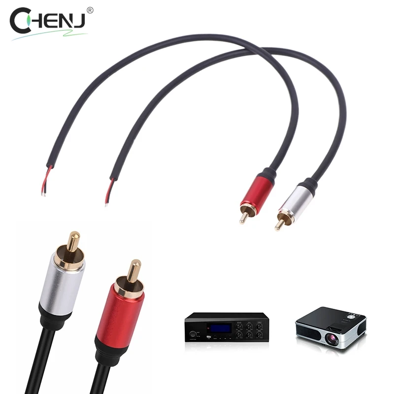 Speaker Wire RCA Male Plug Jack Connector To Bare Wire Open End Pigtail RCA Cable For Speakers Amplifier Audio Video AV Repair