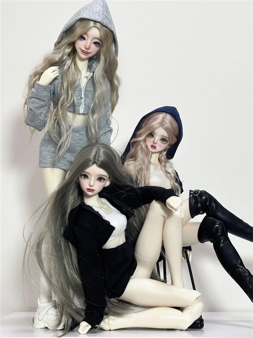 BJD Doll Clothes Girls Elegant 1/4 1/3 Hoodie Slip Dress Black White Gray Multi-color Set Cute Short Skirt Gift Doll Accessories