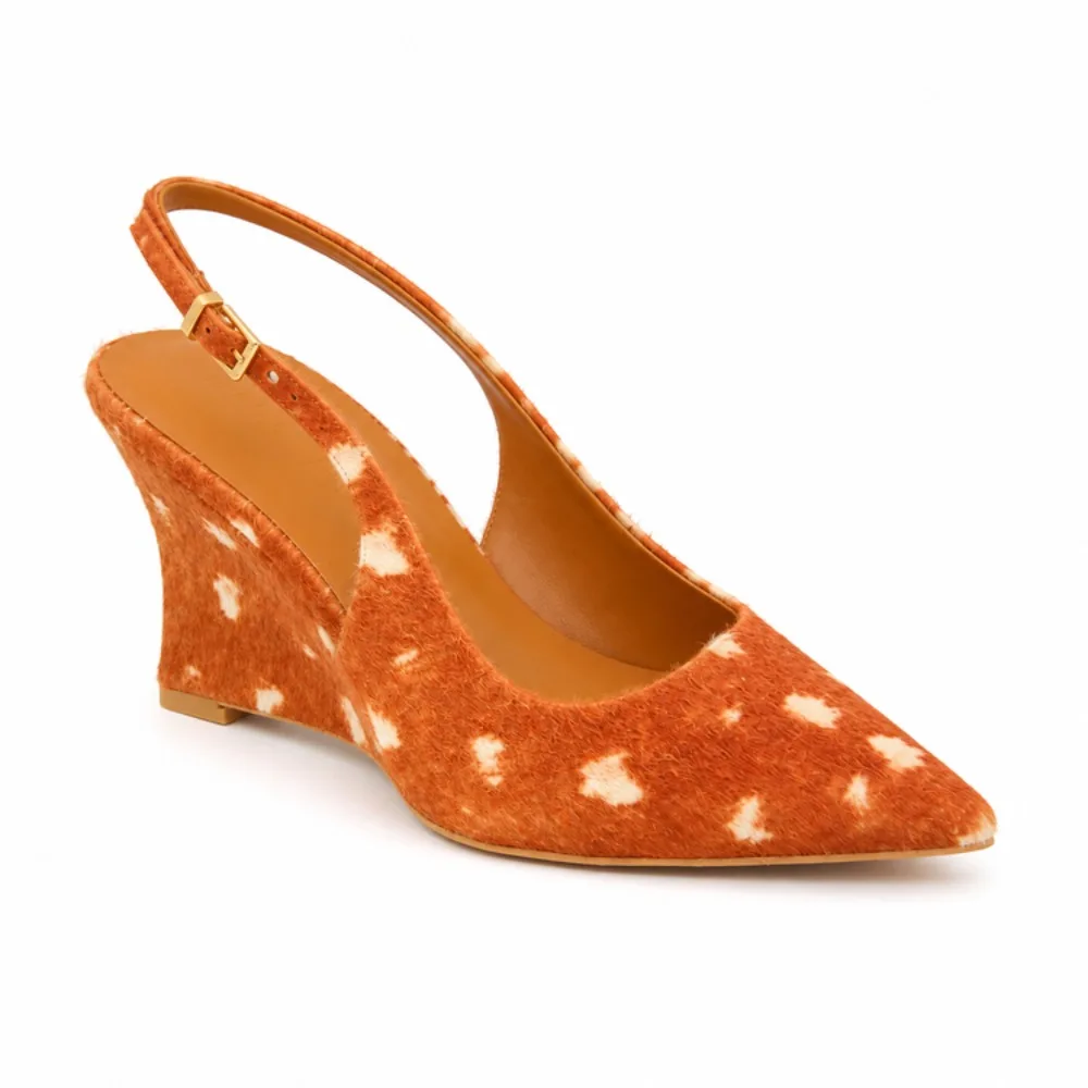 Street Style Wedges Heel Women Sandals Fashion Pointed Toe Singbacks Mules Shoes Summer Elegant Polka Dot Dress Sandalias Shoes