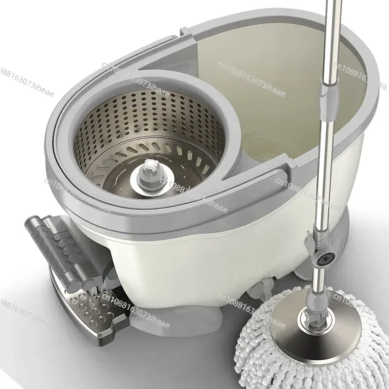 Spin Mop Bucket Portable Magic Double Drive Stainless Steel Hand Pressure Rotating with Head Household Floor Cleaning Set WF6273