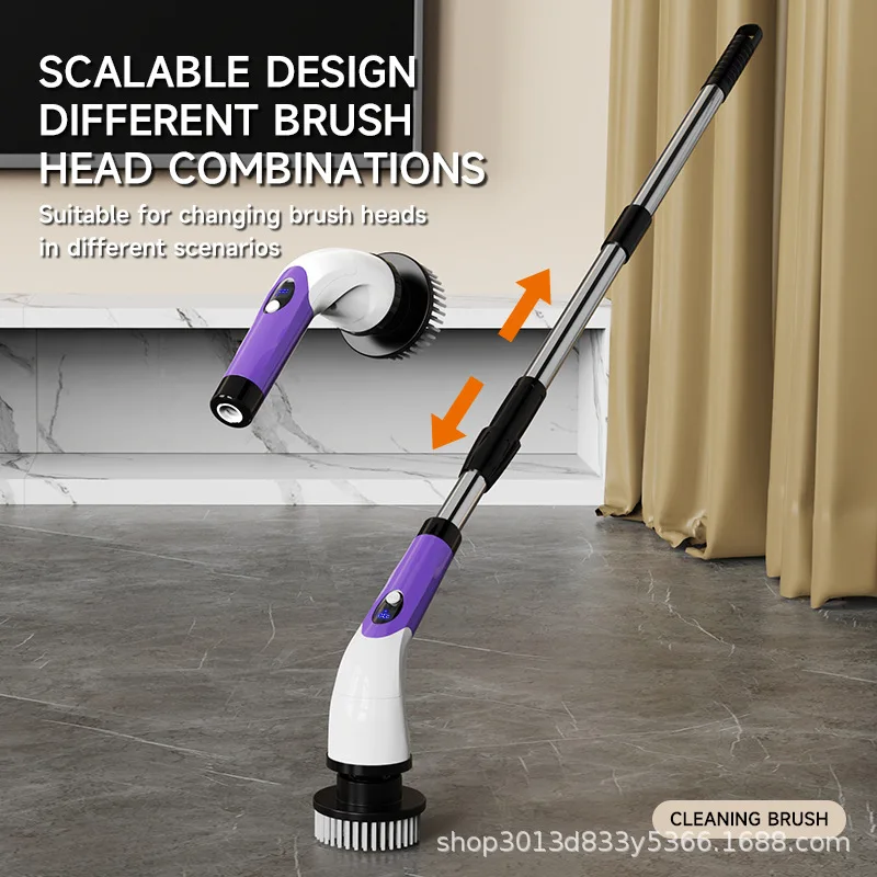 電動クリーニングブラシ 2 ギア電動ロータリーフロアスクラバーワイヤレスコードレス 360 調整延長ハンドルホームクリーニングツール