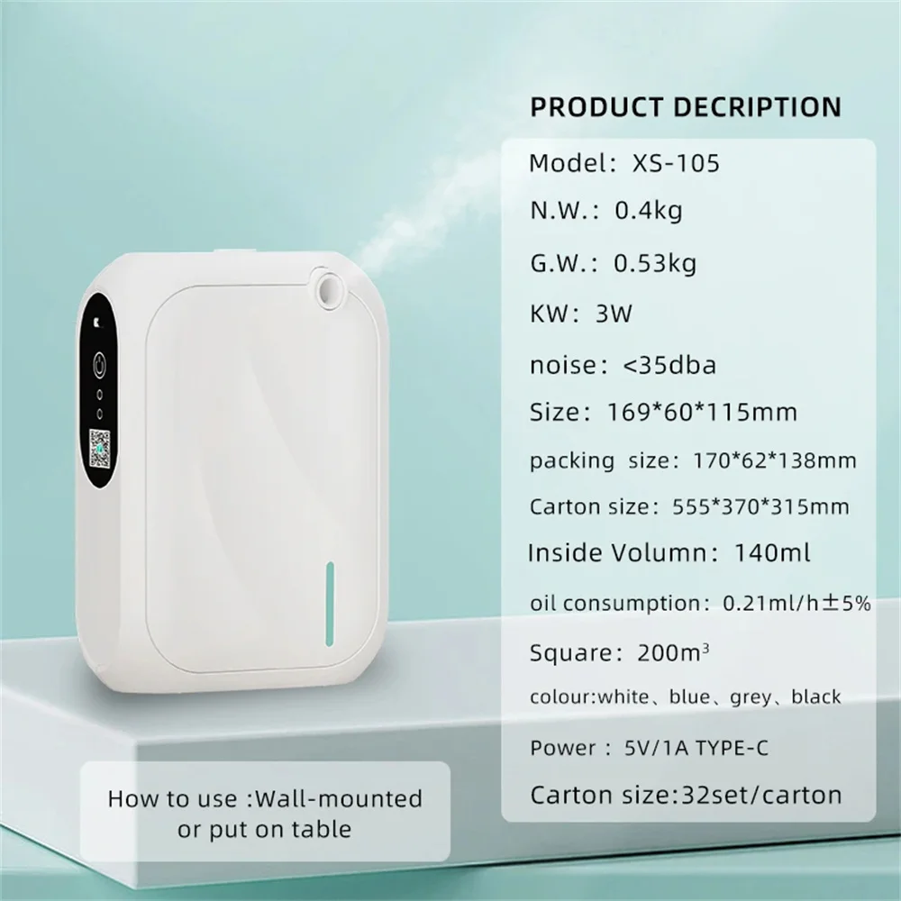 Timing Scent Machine Hotel Aroma Diffuser Wall Mounted Essential Oil Diffuser For 200m³ Home Fragrance Bluetooth APP Control