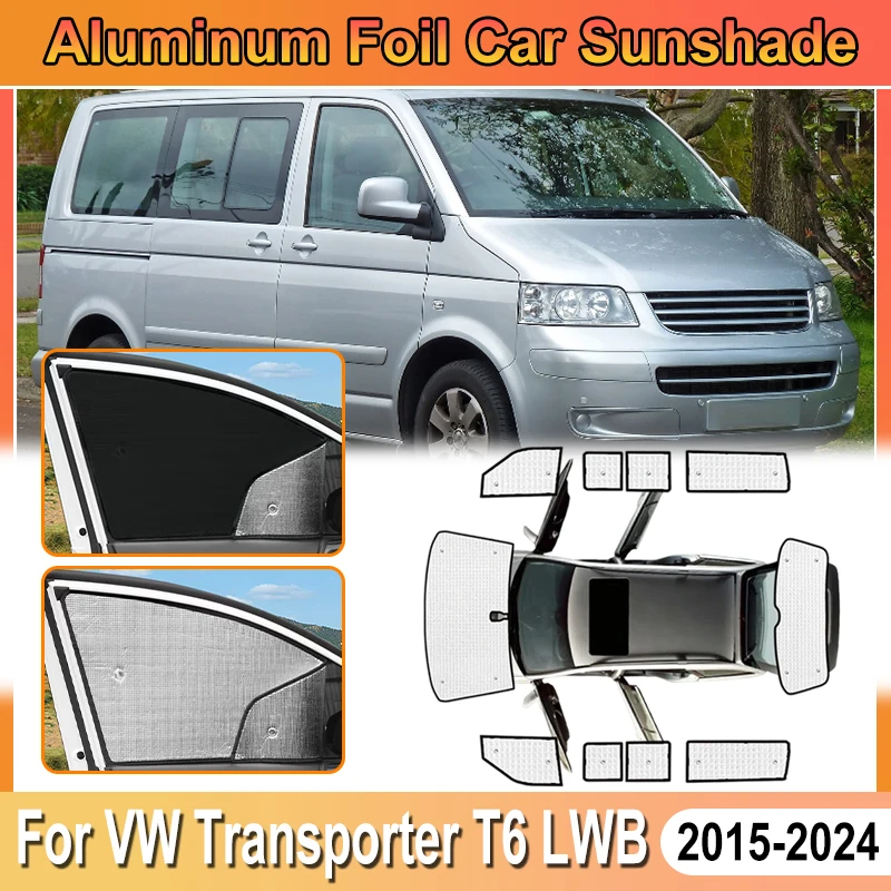 

For Volkswagen Transporter T6 Accessories LWB 2015-2024 Car Aluminum Foil Windshield SunShade Cover Sun Heat Shield UV Protector