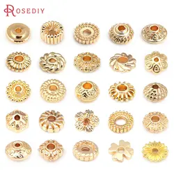 18K Gold Color Brass Worm Pettern Tire Round Circle Bracelets Beads Spacer Beads Diy Jewelry Making Accessories for Women