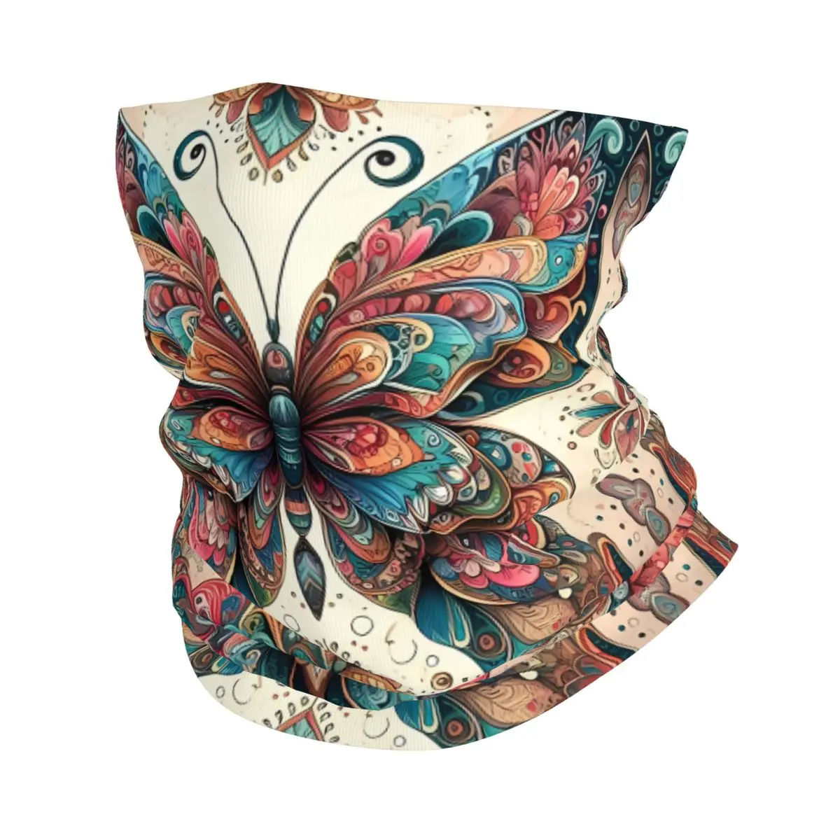 Butterfly Motif Thin Bandana Neck Gaiter Wrap Scarf Headband Neck Cover