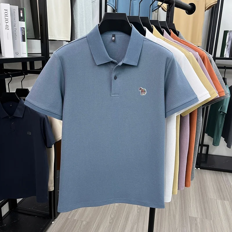 Herren Sommer Baumwolle 100% Poloshirt, Besticktes Kurzarm-T-Shirt mit Kragen, Business Casual Atmungsaktive Herrenbekleidung Oberteile – Detail 15